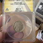 Key Date 1913 S San Francisco Type 2 Buffalo Nickel ANACS AG 3 Details ACID DATE