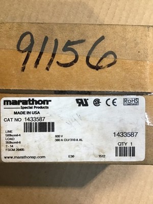 MARATHON 1433587 POWER DISTRIBUTION BLOCK, 600VAC, 380 AMP. NEW IN BOX