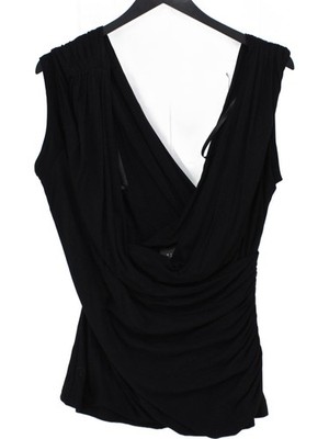Betty Jackson Damen Top UK 18 Schwarz Viskose mit Elasthan Basic Neu Mit Etikett