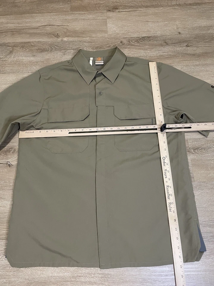 Merrell Boxy Fit Button Up Shirt Beige Men's Size L Utility Outdoor Pockets - Image 4 of 4