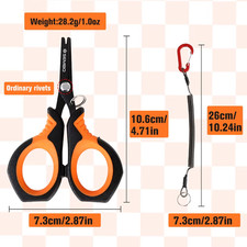 Fishing Scissors 420J2 Stainless Steel Titanium Coated Serrated Blades Anti-Slip