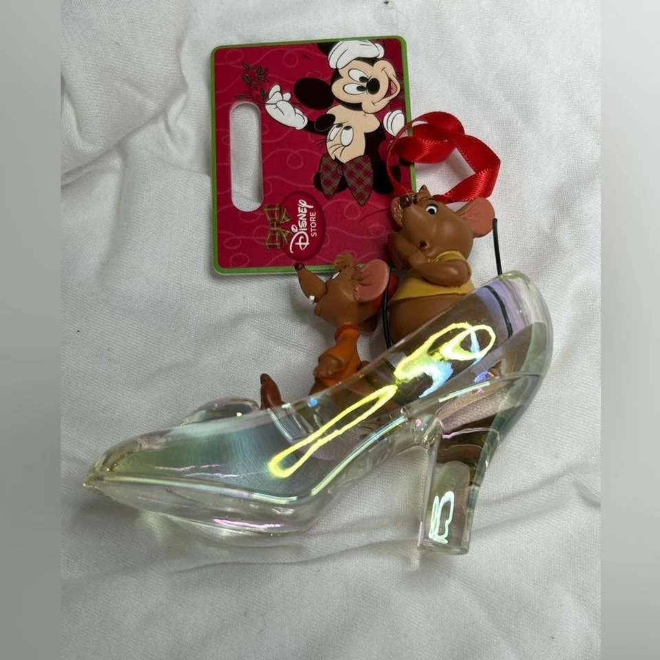 Disney Cuaderno de bocetos Jaq and Gus Vidrio Cenicienta Zapatilla Ornamento Raro 2013 Foto 3 de 4
