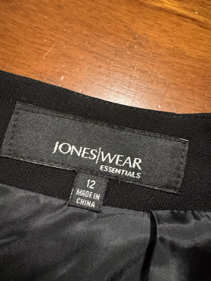 Jones| Usar Falda Midi Negra Ropa de Oficina Carrera Completamente Forrada Talla 12 - NUEVA Foto 3 de 4