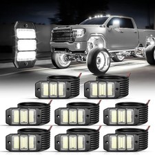 8PCS White Rock Lights - Super Bright Pure White 6000K LED Chips, 8 Pods