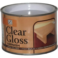 151 Coatings Clear Gloss Varnish 180ml Tin Wood Furniture Door Protection Paint