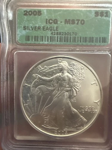 2005 American Silver Eagle 🦅 Dollar 💵 ICG MS 70 -