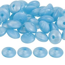 50Pcs 12mm Silicone Lentil Beads Loose Abacus Bead for DIY Matte Blue 