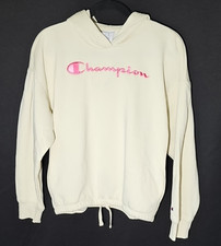 Champion Girl's Beige Putty Soft Fleece Hoodie Sweatshirt Size Large 14 Logo