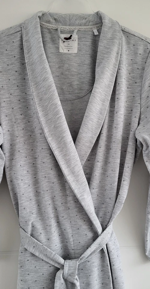 Damen Bademantel Grau Größe L Schalkragen Gürtel Taschen Lingerie C&A - Bild 2 von 4