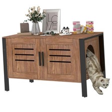 Stylish Cat Litter Box Enclosure with Tall Legs  Modern Wood Cabinet 