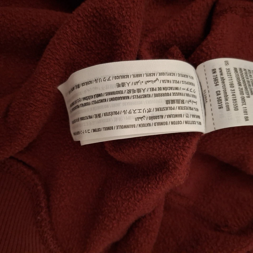 Sudadera con capucha Hollister grande borgoña de piel sintética bordada Y2K Preppy Foto 4 de 4