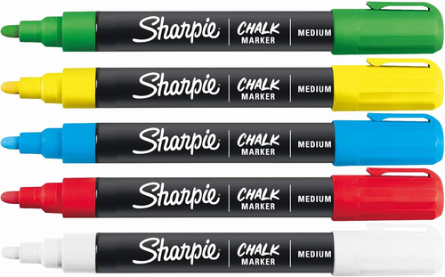 Chalk Markers, Wet Erase Markers, Assorted Colors, 5 Count - Picture 3 of 6
