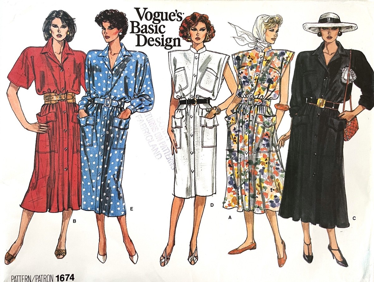 1980's VOGUE Misses' Dress Pattern 1674 Size 14-18 UNCUT | eBay