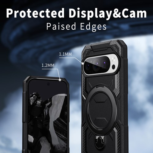 For Google Pixel 9 Pro XL/9Pro/9 Mag Safe Rotatable Ring Stand Shockproof Case - Picture 4 of 50
