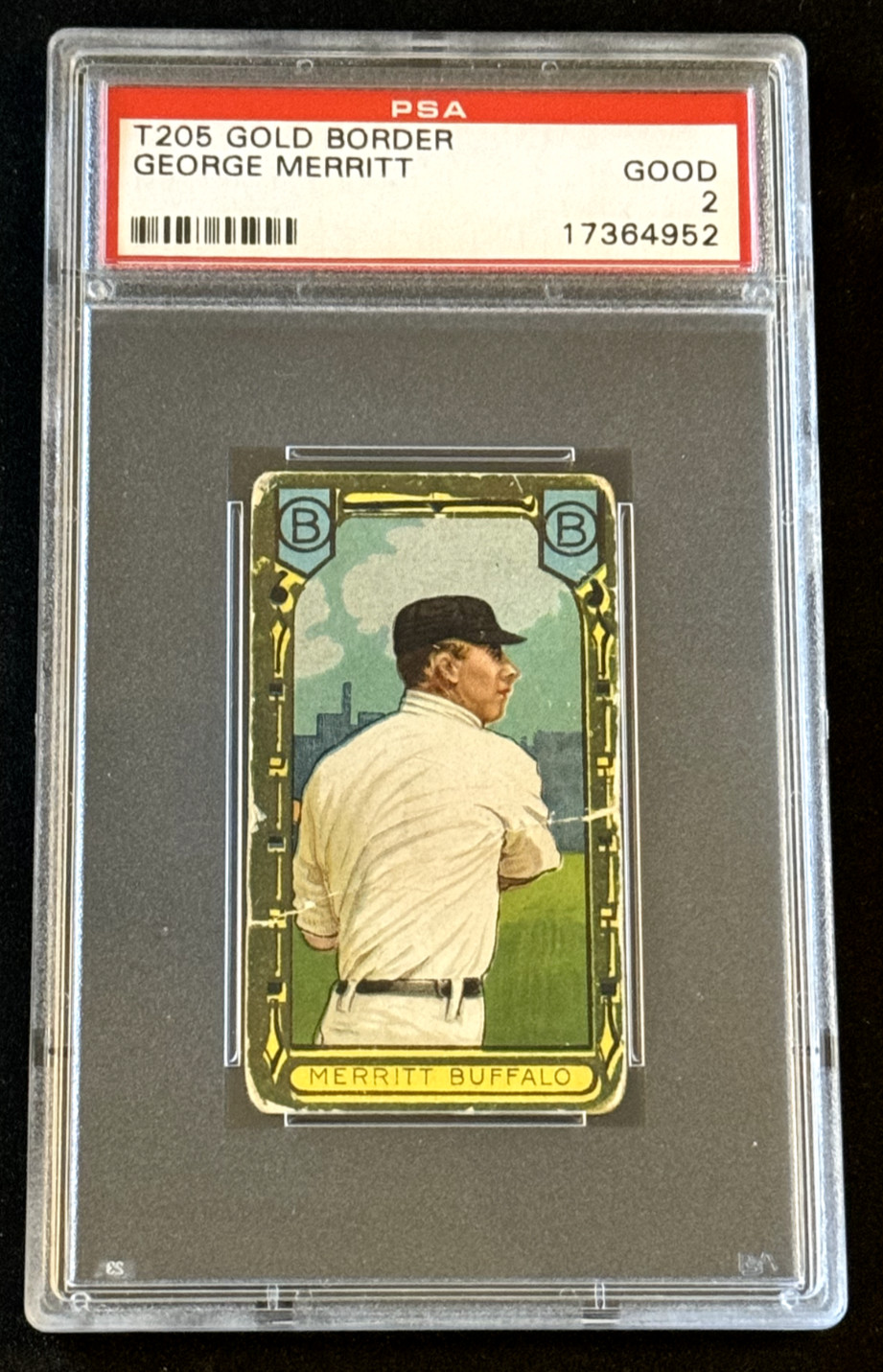 1911 T205 Gold Border George Merritt PSA 2 GOOD Hassan Minor League Buffalo