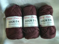 Lot of 3 Skeins Filatura Lanarota LUXOR DK Yarn Cotton Acrylic Blend #162 Brown