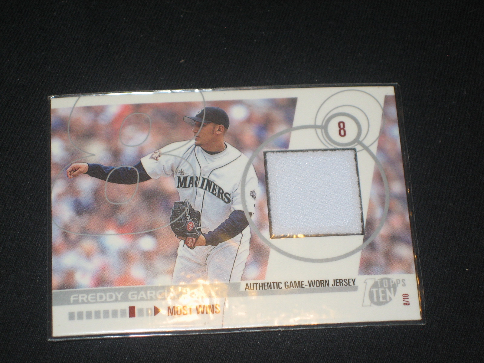 FREDDY GARCIA MARINERS LEGEND CERTIFIED AUTHENTIC BASEBALL GAME USED JERSEY CARD