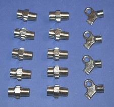 10 Radiator Chrome Plated Brass Key Operated Air Bleed Coin Valves 1/8"  4 Keys