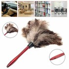 Ostrich Feather Duster Brush With Wood Handle Fur Duster Dust Home Cleaning Tool