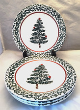 Furio Italy Christmas Tree 8" Salad Plates Set of 4 D25 