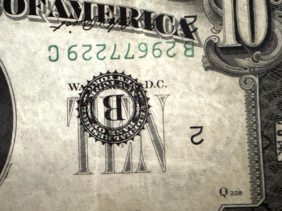 RARE 1950 $10 Error Bill – Multiple Upside Down Prints, Near Mint Condition NR - Image 2 of 4