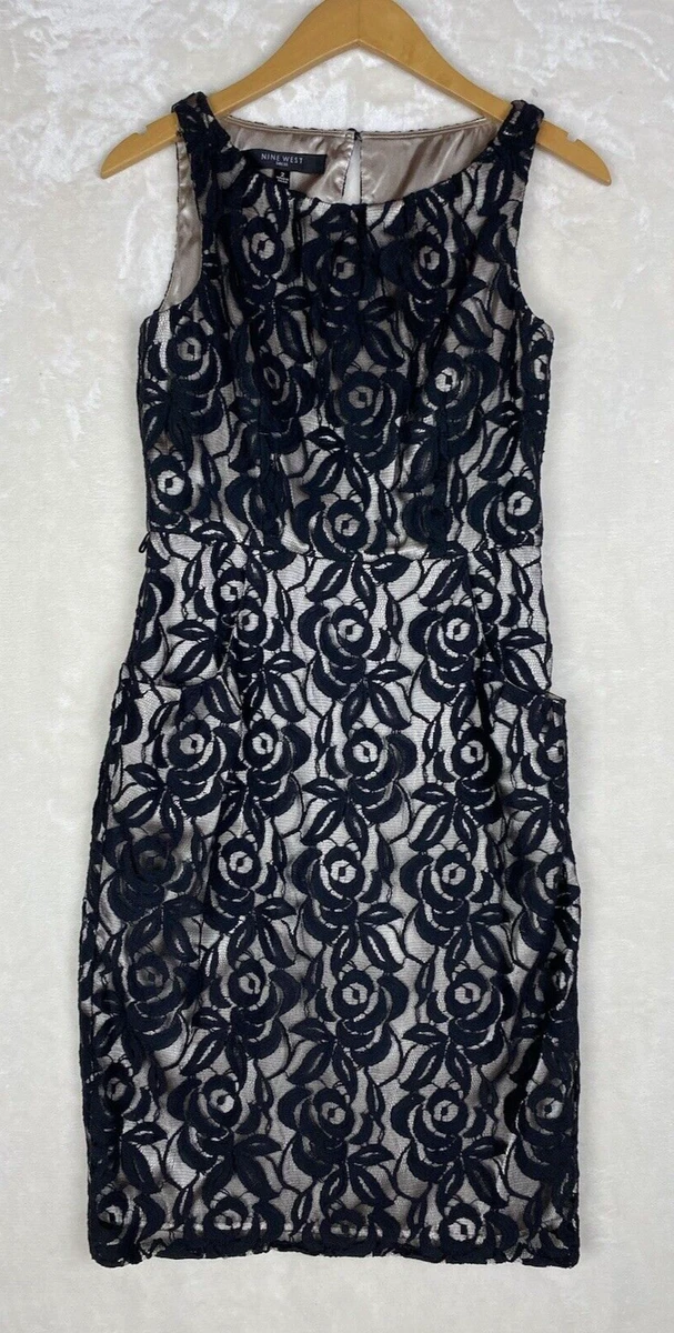 cocktail and party nine west dresses Nine West Sleeveless Career Cocktail Blue Gathered Waist Dress Size 8