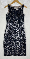 Nine West Sheath Dress Womens 2 Black Lace Pocket Cocktail Party Office Social