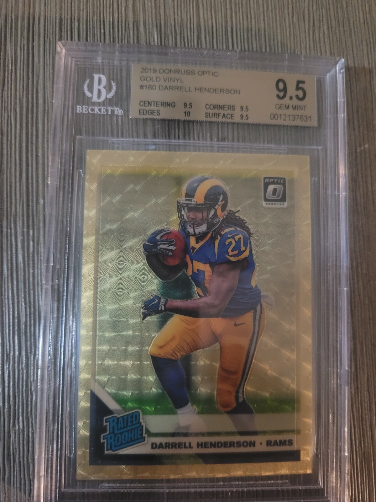2019 Donruss Optic Darrell Henderson Gold Vinyl 1/1 Bgs 9.5