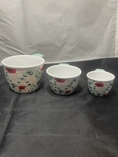 Set of 3 Measuring Cups Porcelain 1, 1/2, 1/4 Cup Floral