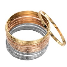 12pcs/set Silver/Gold/Rose Gold 316L Stainless Steel Round Women Bangle Bracelet
