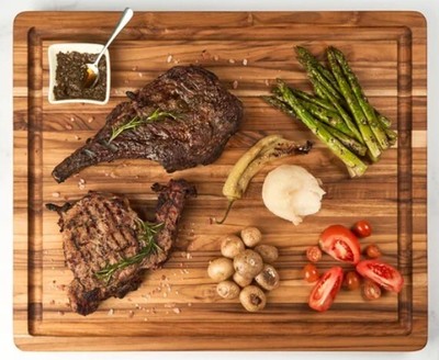 TEAKHAUS Teak Wood Professional Cutting Board w/ Juice Well 23''L x 19''W x 1.5''H