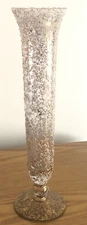 Vintage Gold Splatter Glass Bud Vase 10” Tall - Very Pretty!