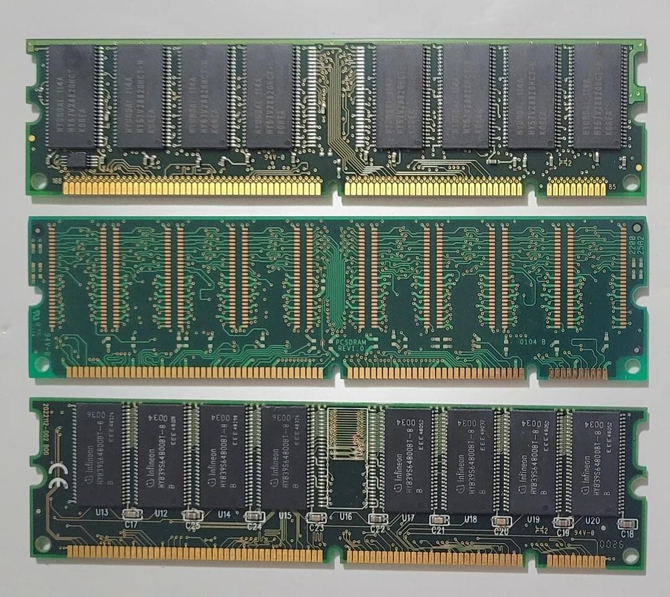 3PCS 256, 128, & 64MB SDRAM MEMORY RAM CARDS - Image 2 of 4