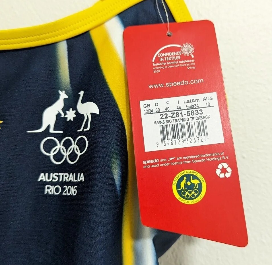 Speedo Australia 2016 Rio Olympic Games Womens Trickback Swimsuit Size