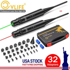 Upgraded Red/Green Laser Bore Sight Kit w/ 32 Adapters fit 0.17 to 12GA Calibers