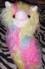 Rainbow Llama Adventure Planet Stuffed Animal Plush Toy Brown 10” Furry
