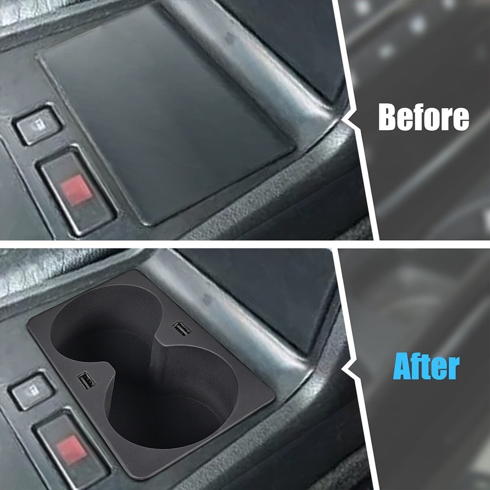 For BMW E38 Cup Holders with 24W USB Charger 7-Series 740i 740iL 750iL ...