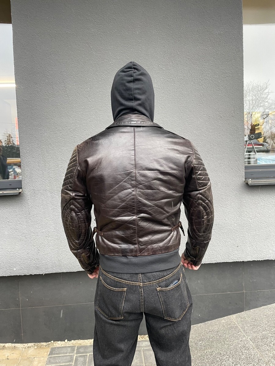 Vintage 1990s Rare Armani Jeans Brown Biker zip jacket | eBay