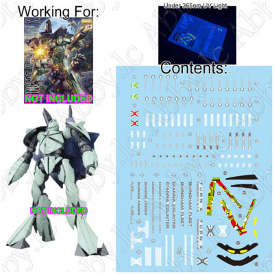 For MG 1/100 CONCEPT-X 6-1-2 Turn X Master Grade WaterSlide UV Light-React Decal
