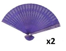 Lot De 2 Eventails En Bois Odorant Lavande Idéal Fortes Chaleurs Canicule 