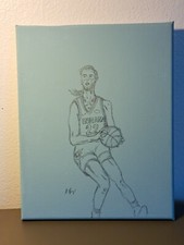 Original sketch blue acrylic & pencil "Caitlin Clark" 8x10 1/1 Limited SBA