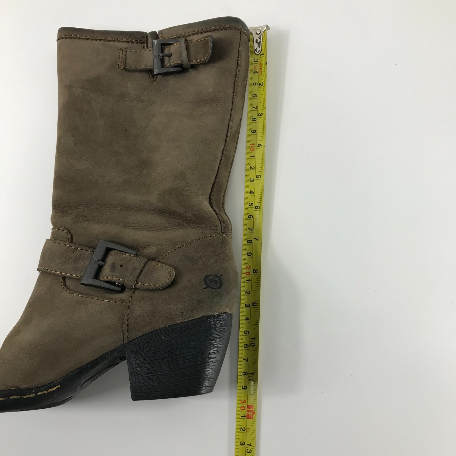 SAOLA Stivali western Born donna 6 pelle marrone 2" tacco basso nabuk metà polpaccio suola gomma