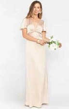NWT Show Me Your Mumu Rome Twist Maxi Gown Champagne Luxe Satin XS Retail $198