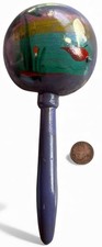 Handmade Hand Painted Purple Mexican Folk Art Percussion Maraca