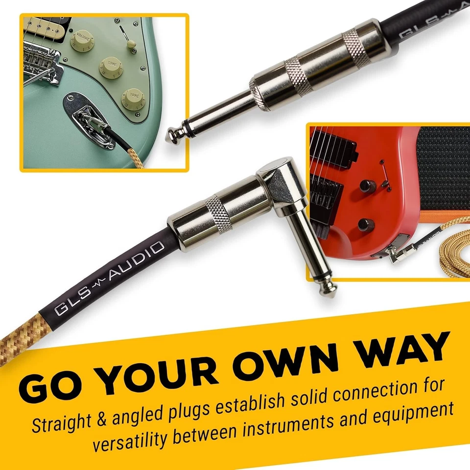 Cable de guitarra de tweed trenzado de 20 pies de alta calidad - diseño flexible y sin enredos Foto 4 de 4