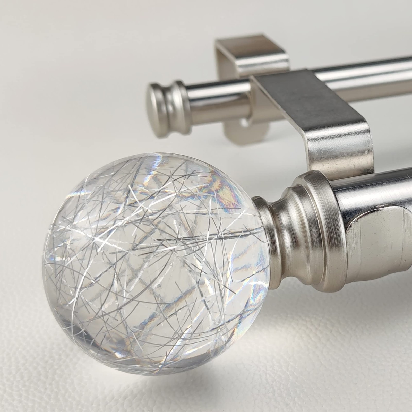 Double Curtain Rods Set:1-1/8 Inch Diameter Luxury Silver Curtain Rods,36-72 ...