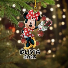 Personalized Minnje Mouse Christmas Ornament, Customized 2025