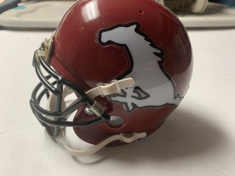 CFL  CALGARY STAMPEDES 1980s Throwback FOOTBALL MINI HELMET METAL MASK