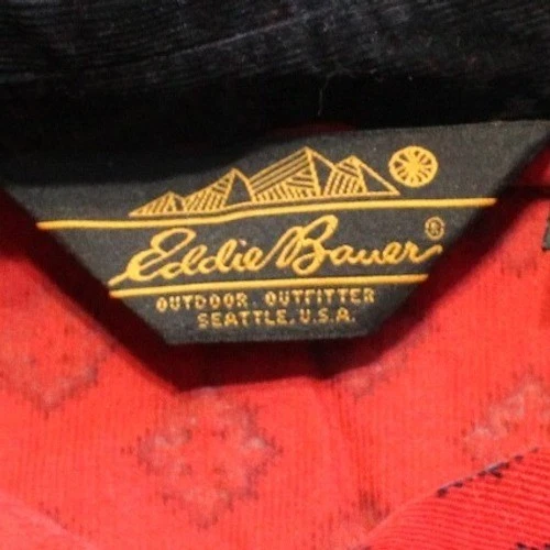 Maxi Vestido Eddie Bauer Vintage Años 80 Pequeño Rojo Pana Negro Cuello Botón Delantero Foto 2 de 4