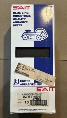 SAIT 57906 4 x 24 100 Grit Blue Line Industrial Sanding Belt - 10 Pack